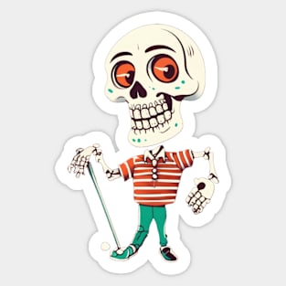 Bone to Tee Funny Golfing Skeleton Golfer Halloween Pattern Sticker